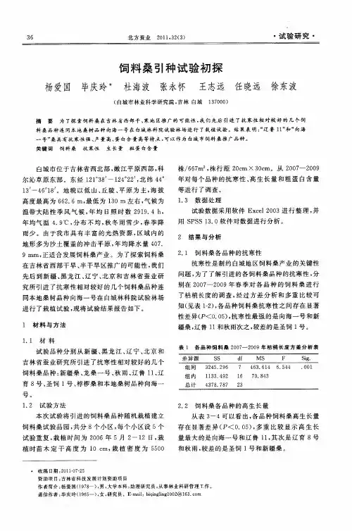饲料桑引种试验初探
