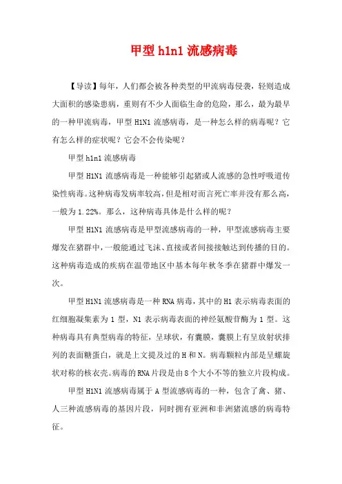 生活疾病-甲型h1n1流感病毒