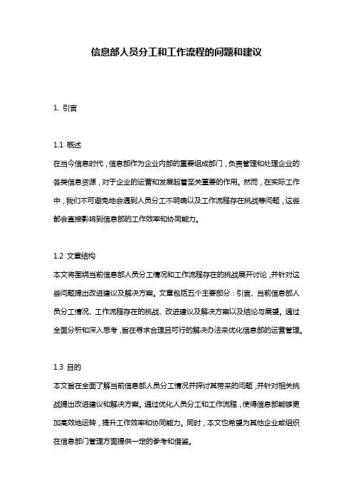 信息部人员分工和工作流程的问题和建议
