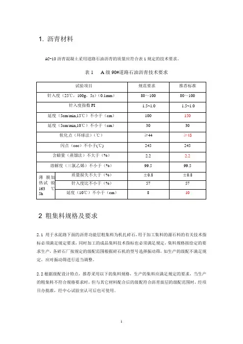沥青路面AC-10技术要求  设计理念