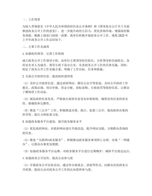 政务公开年半年工作总结