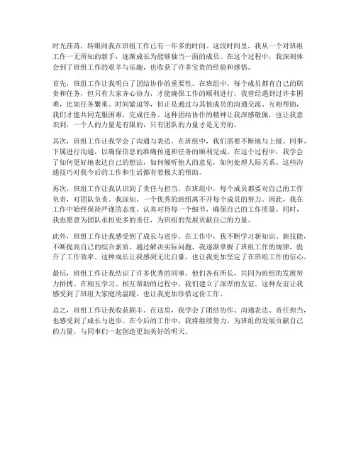 在班组工作个人感想