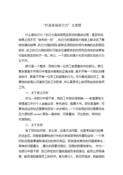 “打造卓越执行力”之感想