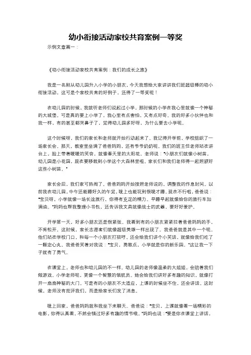 幼小衔接活动家校共育案例一等奖