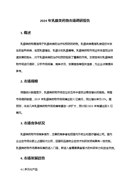 2024年乳腺类药物市场调研报告