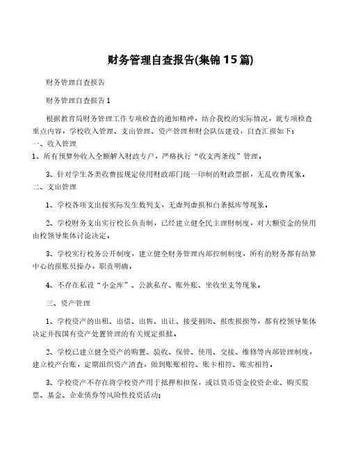 财务管理自查报告(集锦15篇)