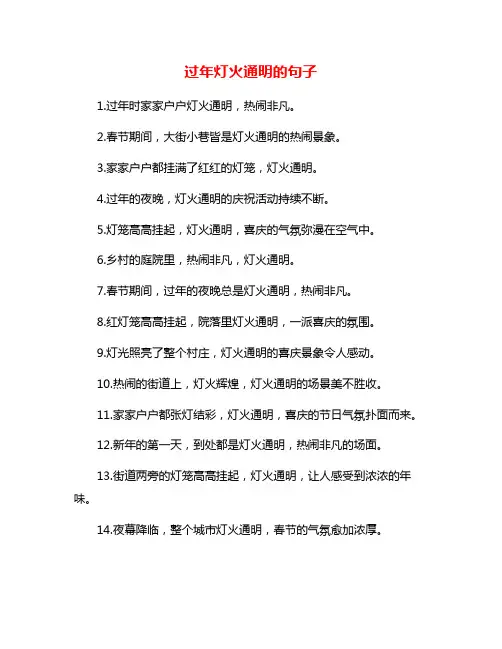 过年灯火通明的句子