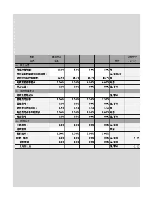 投资测算表——收并购项目测算模板——旭辉速测