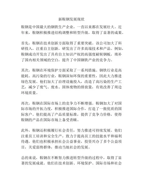 新鞍钢发展现状