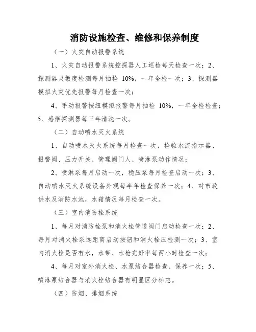 消防设施检查、维修和保养制度