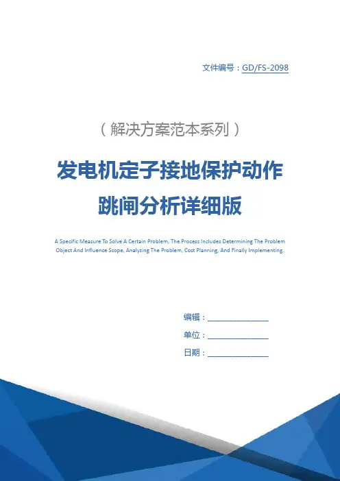 发电机定子接地保护动作跳闸分析详细版