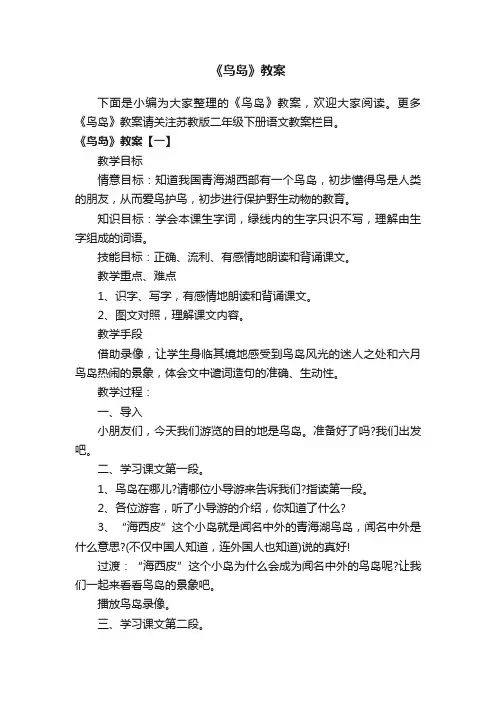 《鸟岛》教案