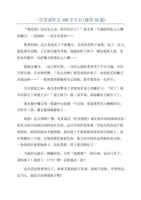 一次尝试作文400字左右(通用20篇)