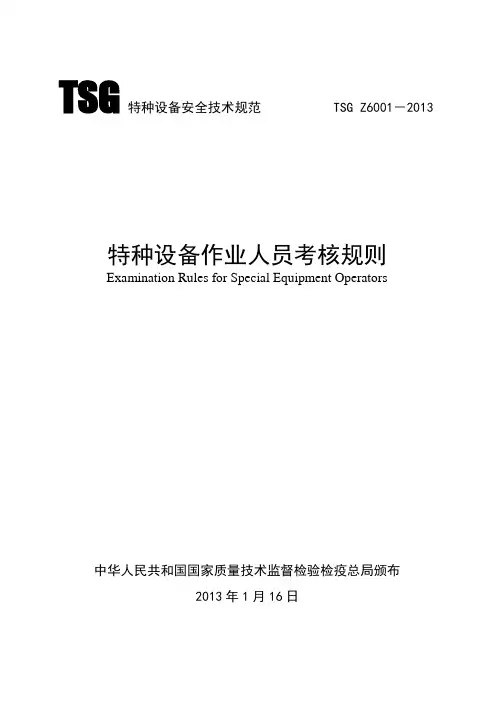 TSG 特种设备安全技术规范 TSG Z6001-2013