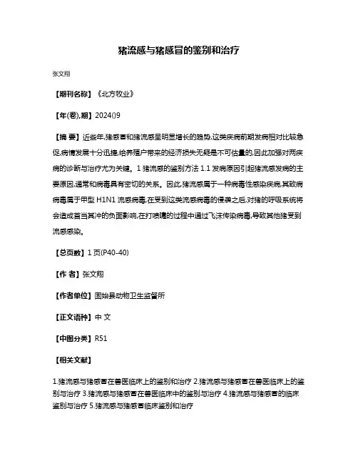 猪流感与猪感冒的鉴别和治疗
