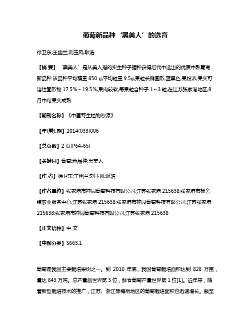葡萄新品种‘黑美人’的选育