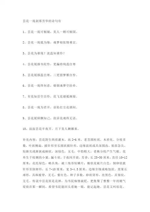 昙花一现刹那芳华的诗句