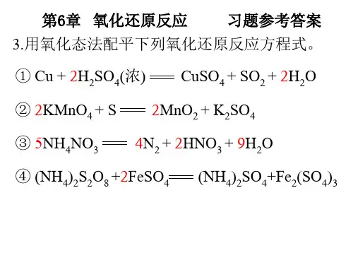 第6章   氧化还原反应 电化学基础(习题答案)