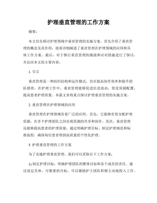 护理垂直管理的工作方案