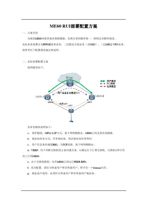 ME60双机热备份配置方案