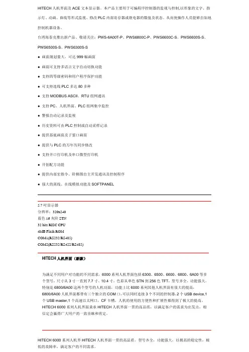 HITECH人机界面及ACE文本显示器