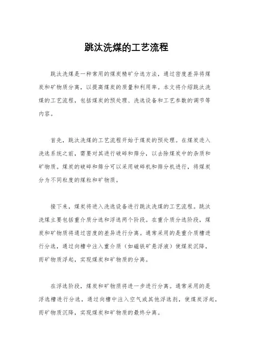 跳汰洗煤的工艺流程