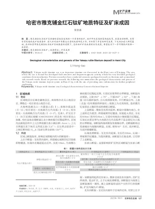 哈密市雅克铺金红石钛矿地质特征及矿床成因