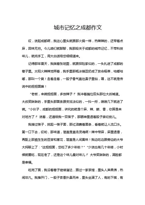 城市记忆之成都作文