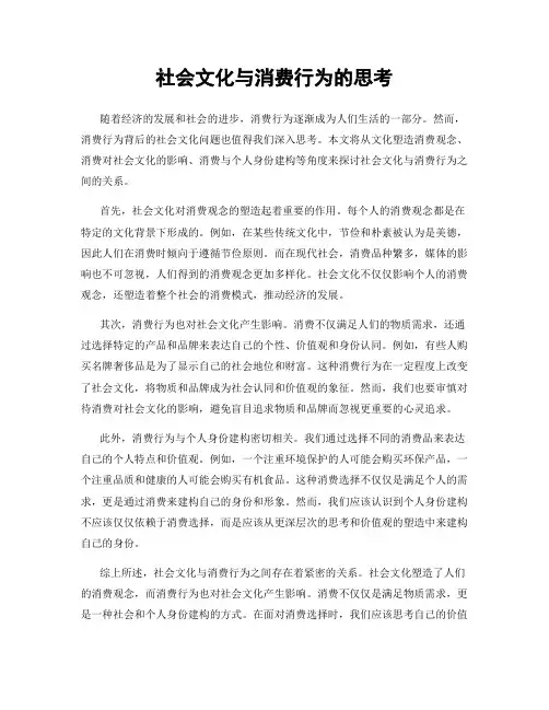 社会文化与消费行为的思考