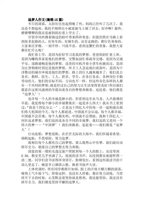 追梦人作文(集锦15篇)范文精选