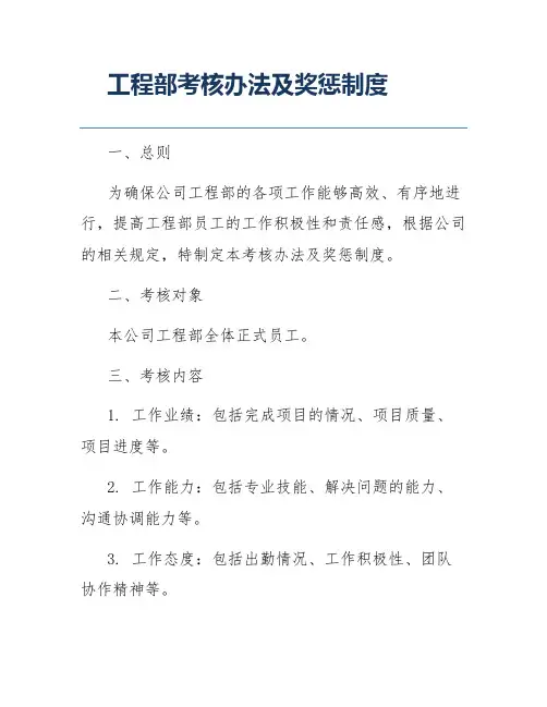 工程部考核办法及奖惩制度