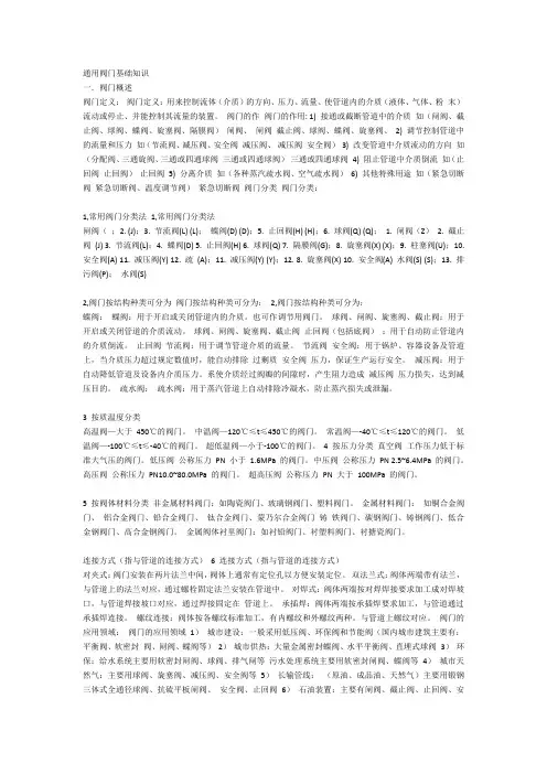 通用阀门基础知识