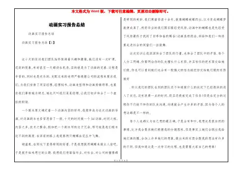 动画实习报告总结