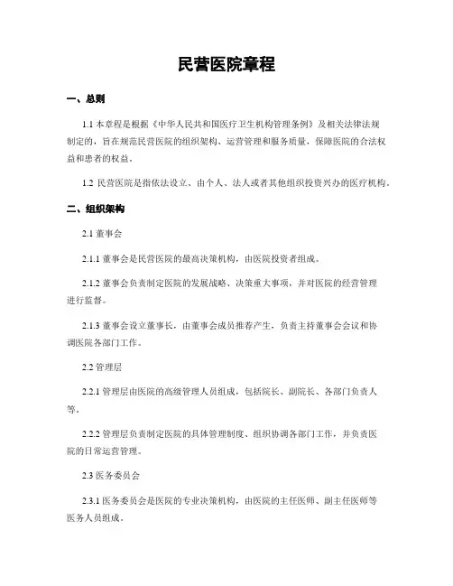 民营医院章程