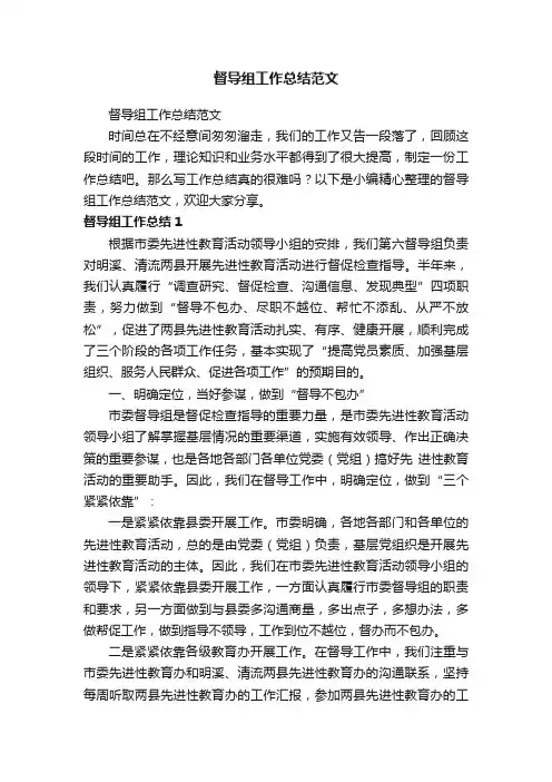 督导组工作总结范文