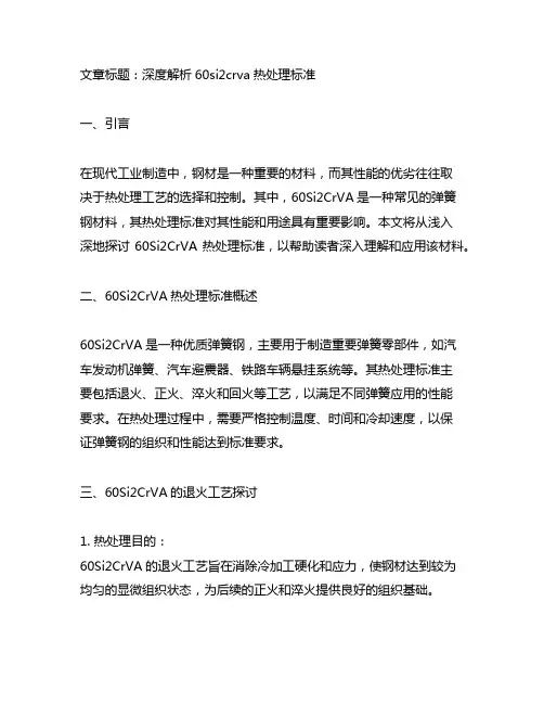 60si2crva热处理标准