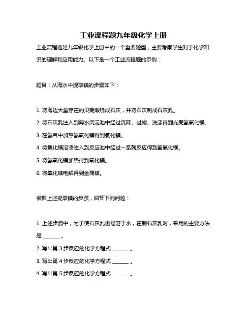 工业流程题九年级化学上册