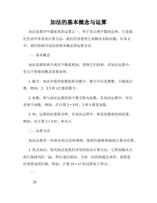 加法的基本概念与运算