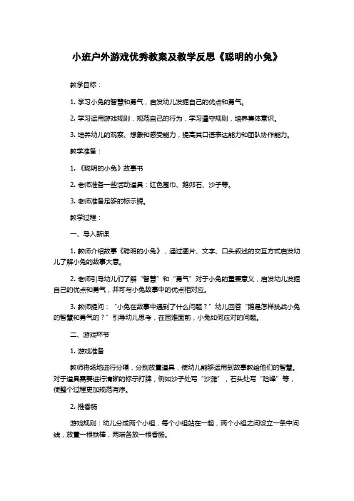 小班户外游戏优秀教案及教学反思《聪明的小兔》