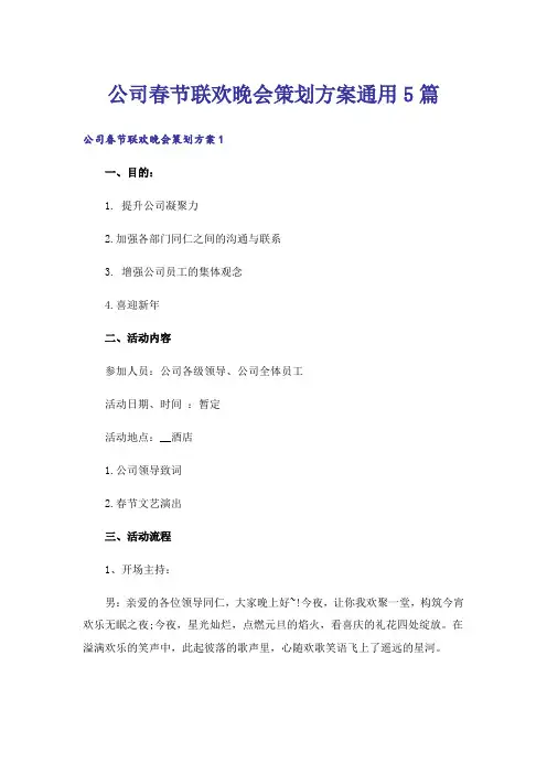 公司春节联欢晚会策划方案通用5篇