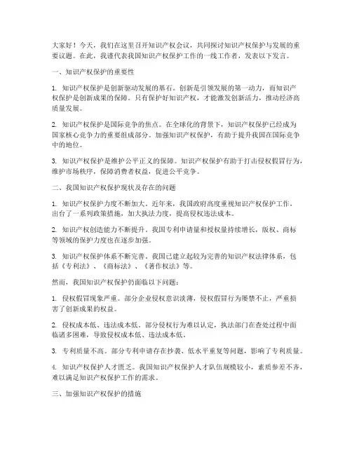 知识产权会议讨论发言稿