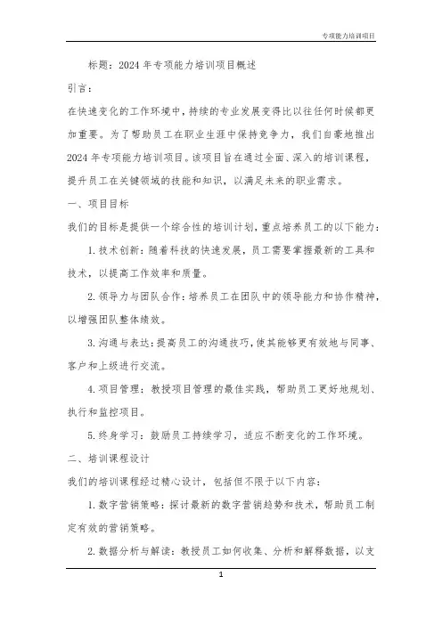 2024年专项能力培训项目