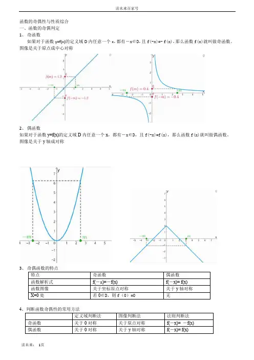 高一数学必修一 函数的奇偶性与性质综合