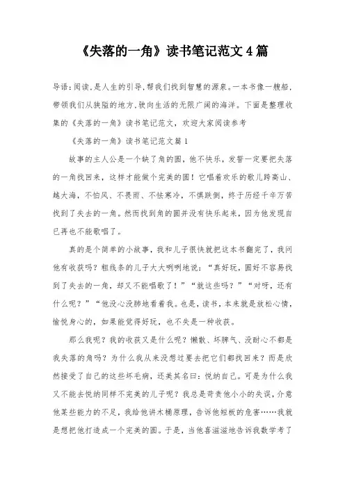 《失落的一角》读书笔记范文4篇