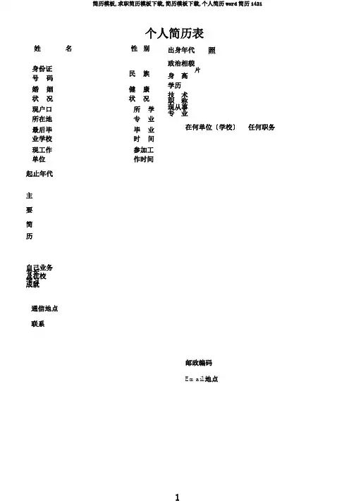 简历模板,求职简历模板下载,简历模板下载,个人简历word简历1421