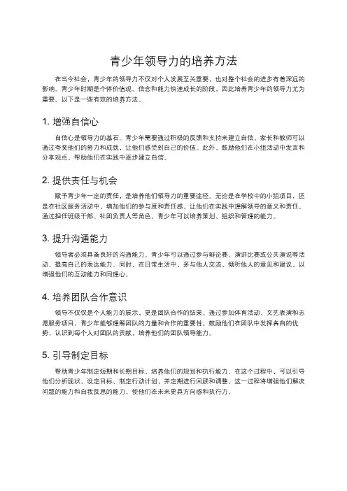 青少年领导力的培养方法