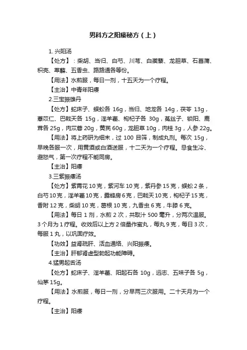 男科方之阳痿秘方（上）