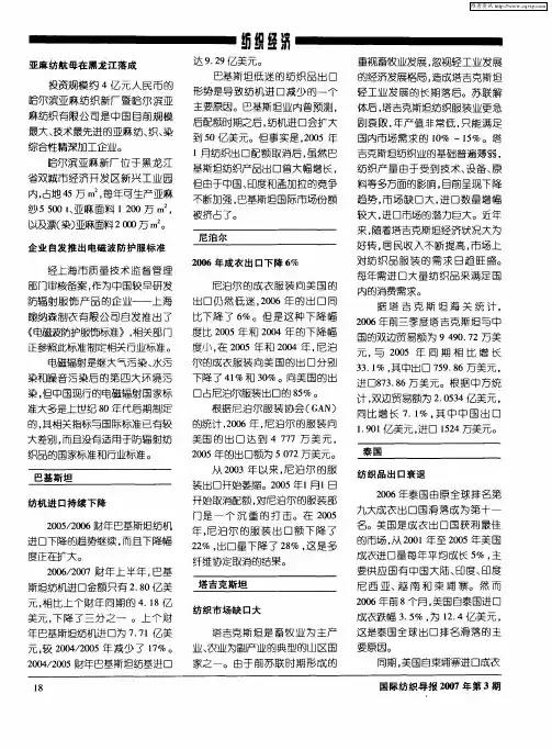 塔吉克斯坦——纺织市场缺口大