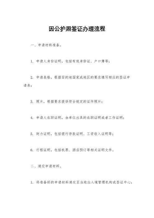因公护照签证办理流程