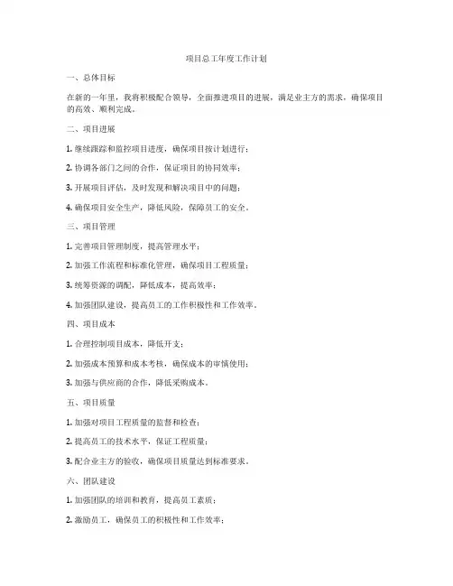 项目总工年度工作计划